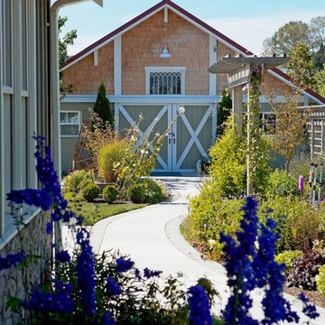 Walkway leading to renovated milk barn guest house