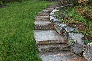 Walkway, steps and fire pit
