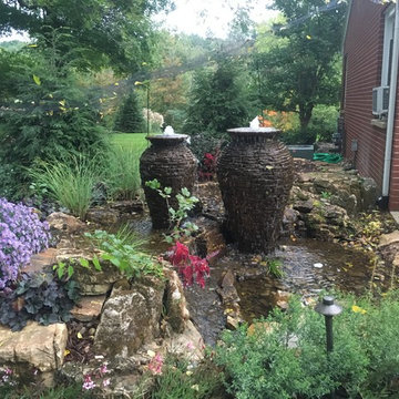 Water Feature with 2 Stacked Slated Urns - Grand Rapids, MI