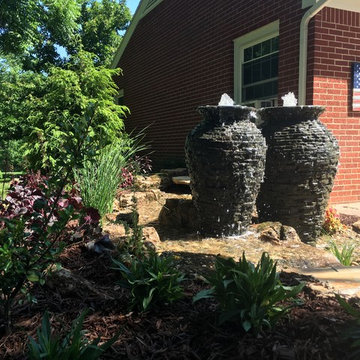 Water Feature with 2 Stacked Slated Urns - Grand Rapids, MI