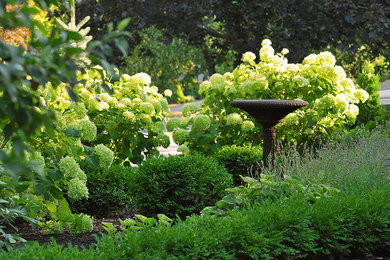 Foto de jardín de tamaño medio en patio delantero con jardín francés