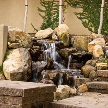 Waterfall against Paving Stone Steps
