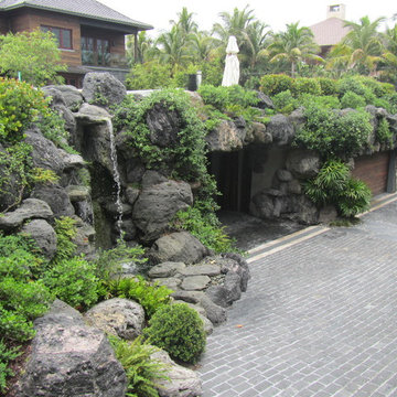 Waterfall and garden pond