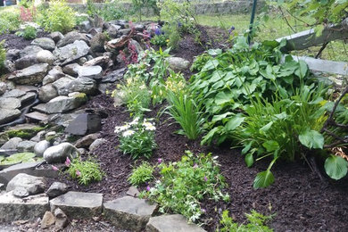 Photo of a medium sized eclectic sloped partial sun garden for summer in New York.