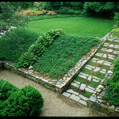 This is an example of a traditional shade hillside landscaping in Boston.