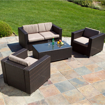 Westlake Brown Wicker 4pc Outdoor Sofa Set
