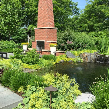 Outdoor Fireplace With Pond