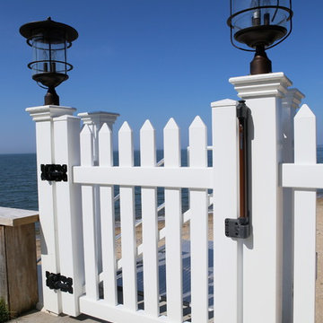 White Picket Fence w/Lanterns Near Ocean