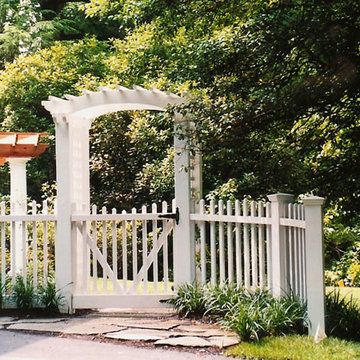 White Picket Fence with Gate and Arbor