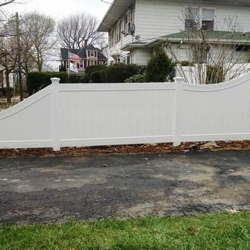 White Solid PVC fence with Transition Rail