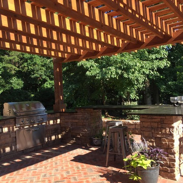 Winston-Salem, NC New Raised Patio, Outdoor Kitchen w/Pergola and Party Bar Area