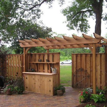 Wood Fence and Potting Bench