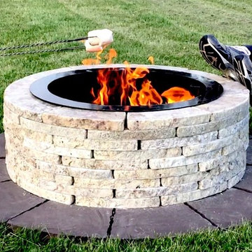 Wood fire pit in Sand blend granite