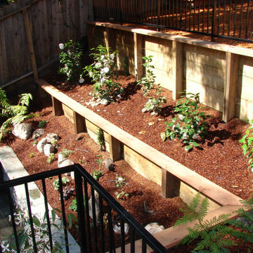 Wood Retaining Walls with Plantings