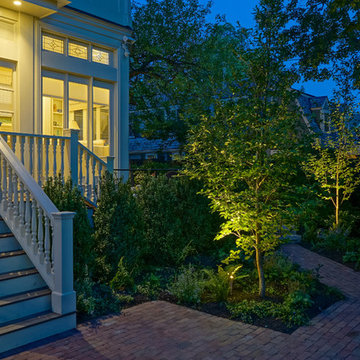 Wooded Urban Garden and Porch at Night