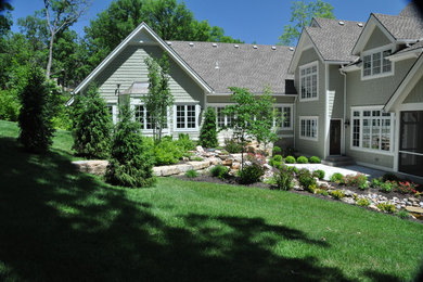 Inspiration for a craftsman backyard landscaping in Kansas City.