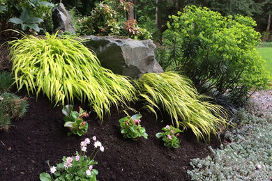 Photo of a rustic partial sun hillside landscaping in Seattle for spring.