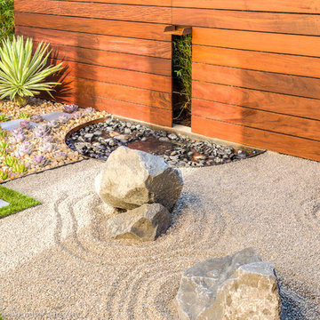 Zen Garden Waterfall Feature + Integrated Wall Light