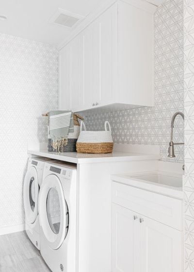 Beach Style Laundry Room by Blu and White