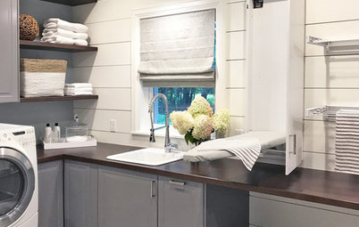 A Lakeside Laundry Room Packed With Storage and Function