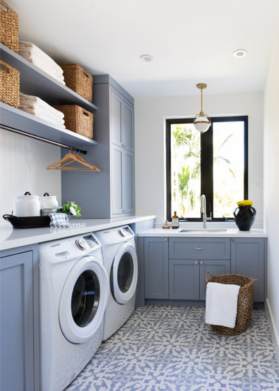 Transitional Laundry Room by Split Level Construction, Inc