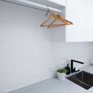 Modern laundry with hanging rail