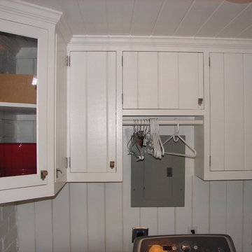 Beaded board laundry room cabinets