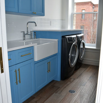 Brownstone Laundry Room Custom Blue Cabinetry Woodharbor