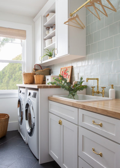 Beach Style Laundry Room by Amy Lind Interiors