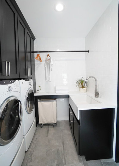Loads of Function in a Classic Black-and-White Laundry Room