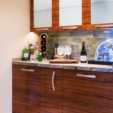 Custom Koa Bar Cabinets in Artistic Wailea Oceanview Remodel