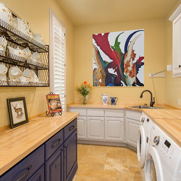 Dream Laundry Room with Blue Cabinets