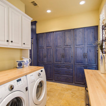Dream Laundry Room with Blue Cabinets