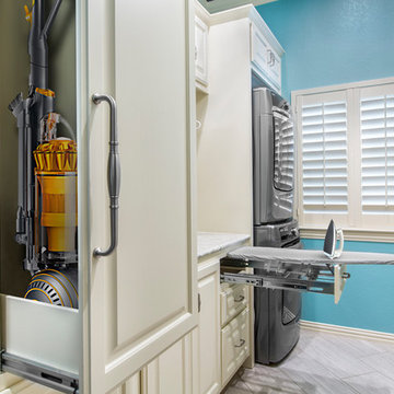 From Dated Striped Wallpaper to Caribbean Blue Glam: A Dream Laundry Room
