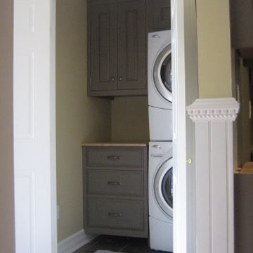 Glazed laundry room cabinets
