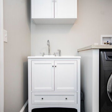 Grey and White Laundry Room