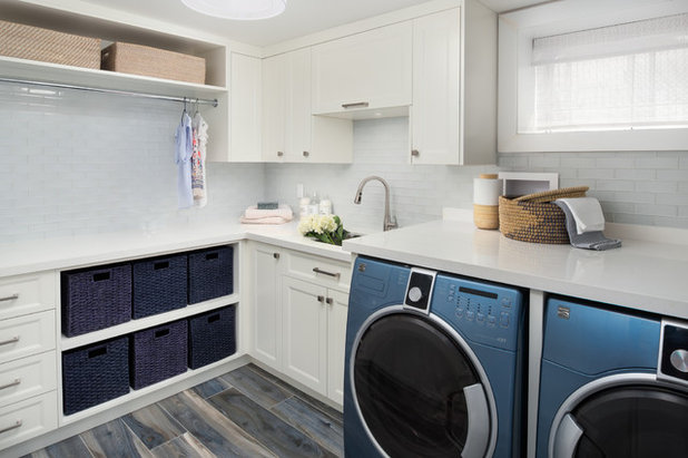 Transitional Laundry Room by Two Birds Design