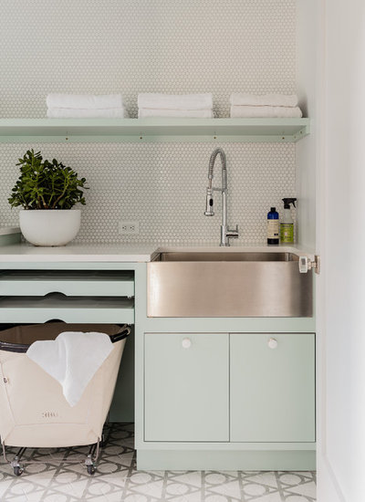 Contemporary Laundry Room by color theory Boston