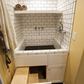 Laundry and mud room with custom dog wash