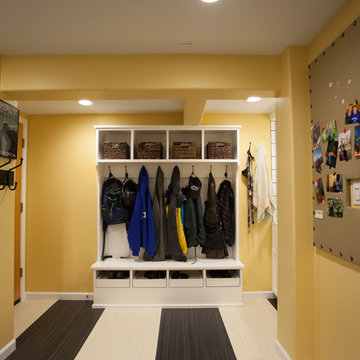 Laundry and mud room with custom dog wash