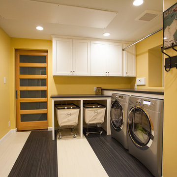 Laundry and mud room with custom dog wash