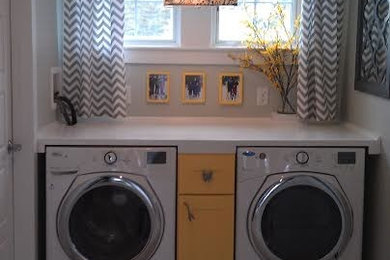 Inspiration for an eclectic laundry room remodel in Boston