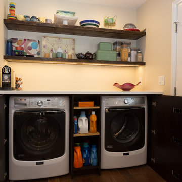Laundry Cabinets with Wood Shelves