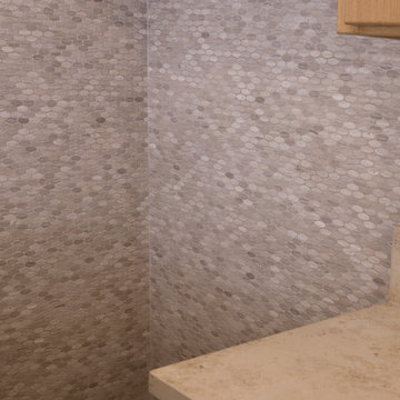 Laundry Room Closet space with mosaic tiles