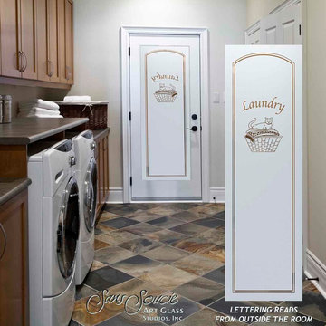 Laundry Room Door - Sandblast Frosted Glass - CAT NAP