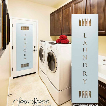 Laundry Room Door - Sandblast Frosted Glass - LAUNDRY PINS