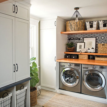 75 Beautiful Small Laundry Room with Brown Benchtop Ideas & Designs ...