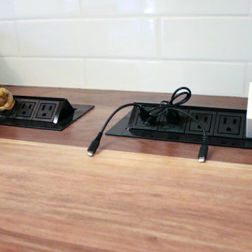 Laundry Room w/ Custom Wood Countertops, Tile Backsplash, Phone Charging Station