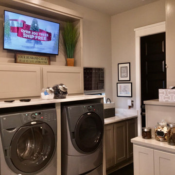 Laundry room with built in hampers
