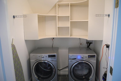 Laundry Room With Curved Shelves